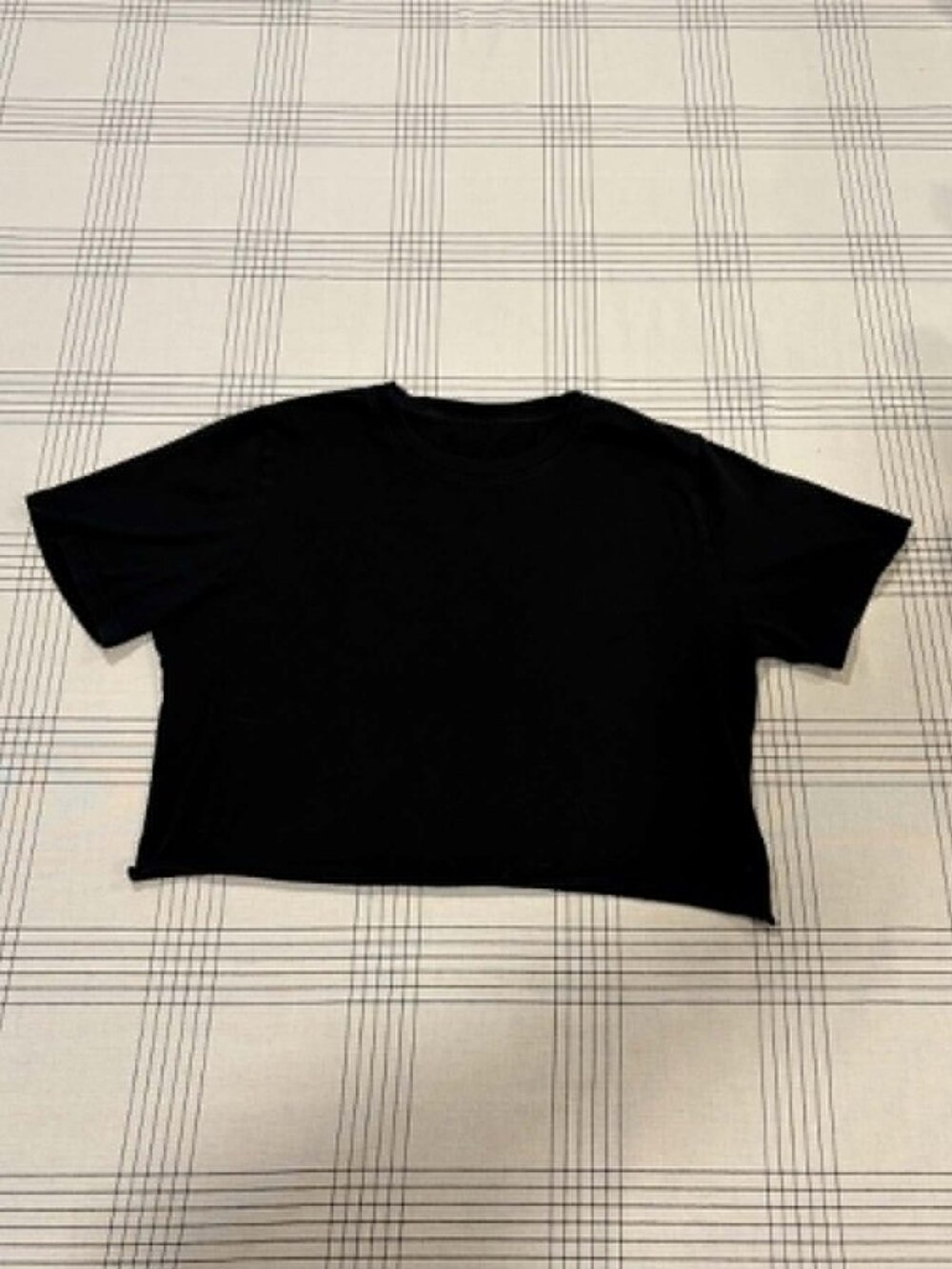 100% Supima Cotton Black Cropped Tee Crewneck Short Sleeve XS Made in USA